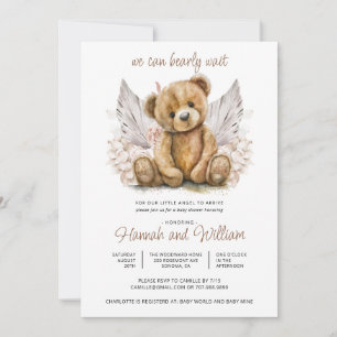 Cute Boho Nalle Barly Wait Baby Shower Inbjudningar