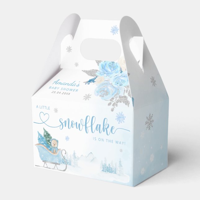 Cute Boho Nalle Snowflake Winter Baby Shower Presentaskar (Framsidan Sidan)