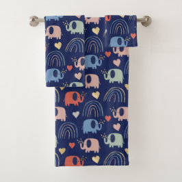 Cute Boho Navy Blue Elephant Mönster
