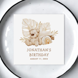 Cute Boho Neutralt Nalle. Barns födelsedag Party Pappersservett