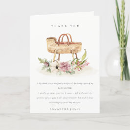 Cute Boho Nursery Rosa Blommigt Bassinet Baby Show Tack Kort