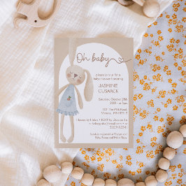 Cute Boho Oh Baby Bunny Baby Shower Inbjudningar