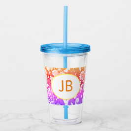 Cute Boho Ombre Monogram Acrylic Tumbler Take Away Mugg