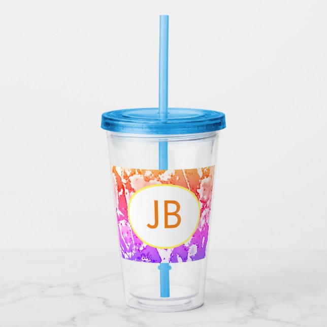 Cute Boho Ombre Monogram Acrylic Tumbler Take Away Mugg (Framsida)