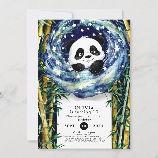 Cute Boho Panda Birthday Inbjudningar (Framsida)