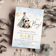Cute Boho Panda i Tält Baby Shower
