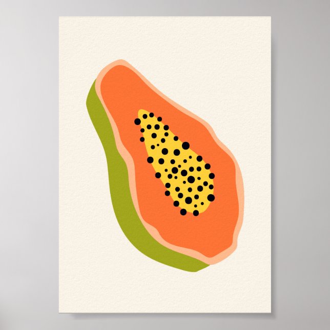 Cute Boho Papaya Fruit Illustration, sommartryck Poster (Framsidan)