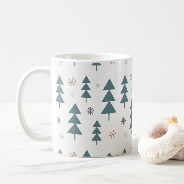 Cute Boho Pastel Julgran Woodland Helgdagar Kaffemugg (Med munk)