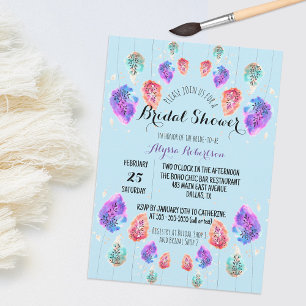 Cute Boho Pastel Watercolor Foliage Möhippa Inbjudningar