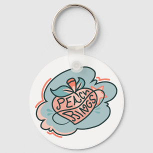 Cute Boho Peach Rosa Blue Planet Fruit Nyckelring
