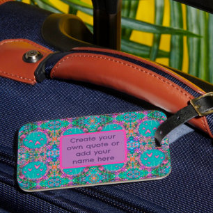 Cute Boho Personlig Blue Heart Blommönster Bagagebricka