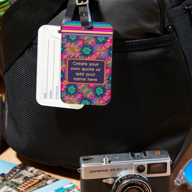 Cute Boho Personlig Namn Rand Blommigt Bagagebricka (Skapare uppladdad)