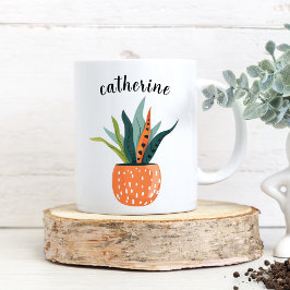 Cute Boho Personlig Poted Plant Kaffemugg