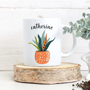 Cute Boho Personlig Poted Plant Kaffemugg