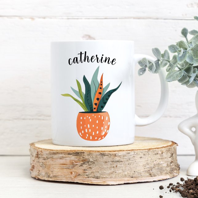 Cute Boho Personlig Poted Plant Kaffemugg (Skapare uppladdad)