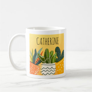 Cute Boho Poted Plants Personlig Plant Älskare Kaffemugg