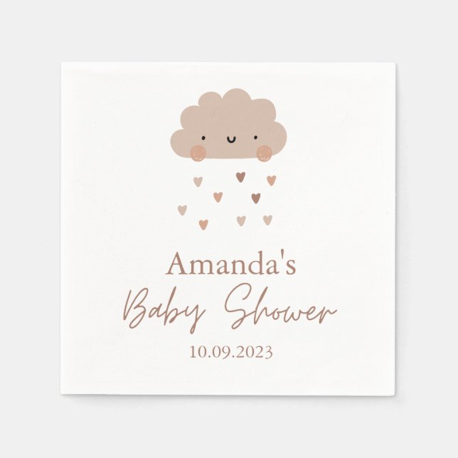 Cute Boho Rain Cloud Baby Shower Pappersservett (Framsidan)