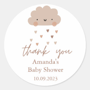 Cute Boho Rain Cloud Baby Shower Runt Klistermärke