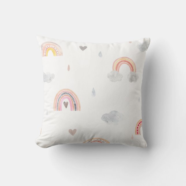 Cute Boho Rainbow and Clouds Kudde (Framsida)