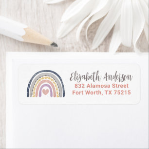 Cute Boho Rainbow Baby Shower Returadress Etikett