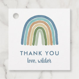 Cute Boho Rainbow Birthday Namn Tack Blue Gåvor Etiketter