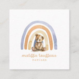 Cute Boho Rainbow Daycare Babywatch Childcare Fyrkantigt Visitkort