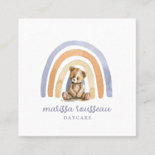 Cute Boho Rainbow Daycare Babywatch Childcare Fyrkantigt Visitkort
