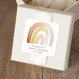 Cute Boho Rainbow Gender Neutral Baby Shower Fyrkantigt Klistermärke