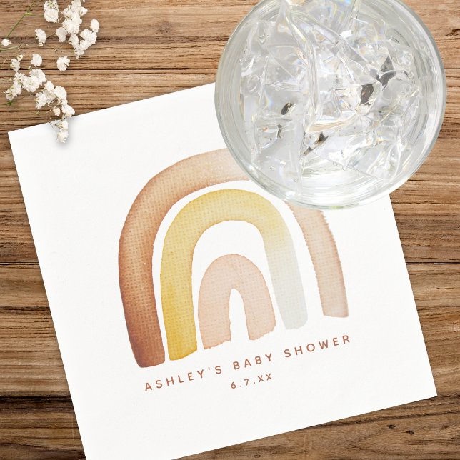 Cute Boho Rainbow Gender Neutral Baby Shower Pappersservett (Skapare uppladdad)