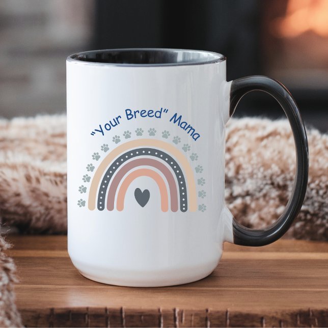 Cute Boho Rainbow med Hund Mugg (Customize this mug with your favorite dog breed. Curl up by the fire and relax!)