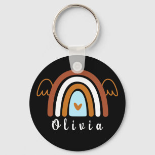 Cute Boho Rainbow med Personlig Namn Nyckelring