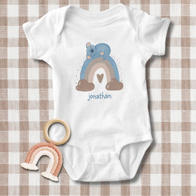 Cute Boho Rainbow med Sleeping Koala Monogram T Shirt (Skapare uppladdad)