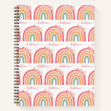 Cute Boho Rainbow med Watercolor Rosa Blommigt