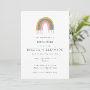 Cute Boho Rainbow Minimalist Baby Shower Inbjudningar