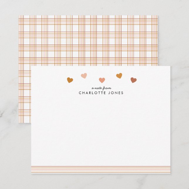 Cute Boho Rainbow Mönster Hearts Kids Stationery Anteckningskort (Fram/baksida)