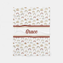 Cute Boho Rainbow Mönster Kids Fleece Blanket