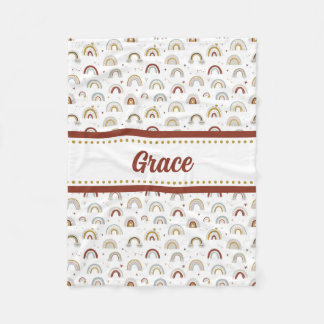 Cute Boho Rainbow Mönster Kids Fleece Blanket