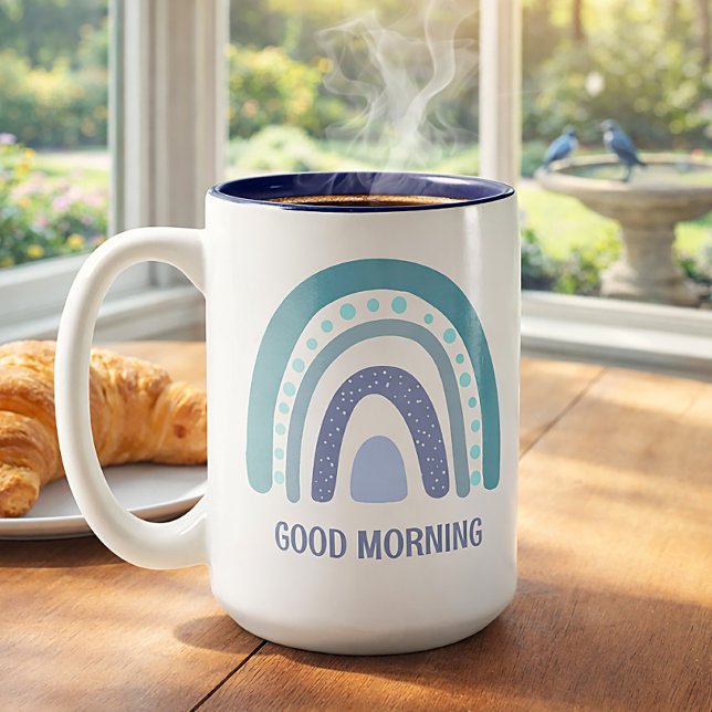 Cute Boho Rainbow Morning Coffee Mug Två-Tonad Mugg (Skapare uppladdad)