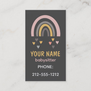 Cute Boho Rainbow Pastel Hearts Babyvvakt Visitkort
