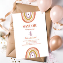 Cute Boho Rainbow Peach Birthday