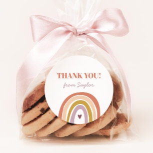 Cute Boho Rainbow Peach Birthday Runt Klistermärke