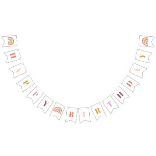 Cute Boho Rainbow Peach Birthday Vimplar