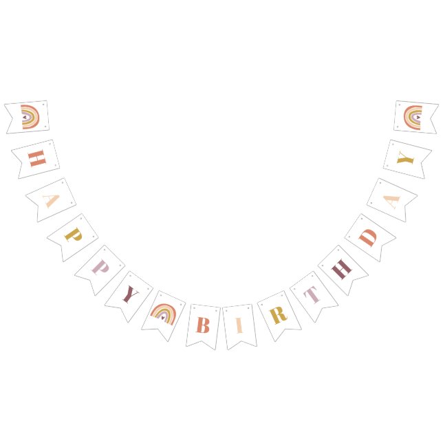 Cute Boho Rainbow Peach Birthday Vimplar (Alla)