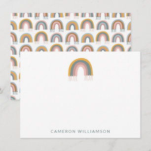Cute Boho Rainbow Personlig Baby och Kids Anteckningskort