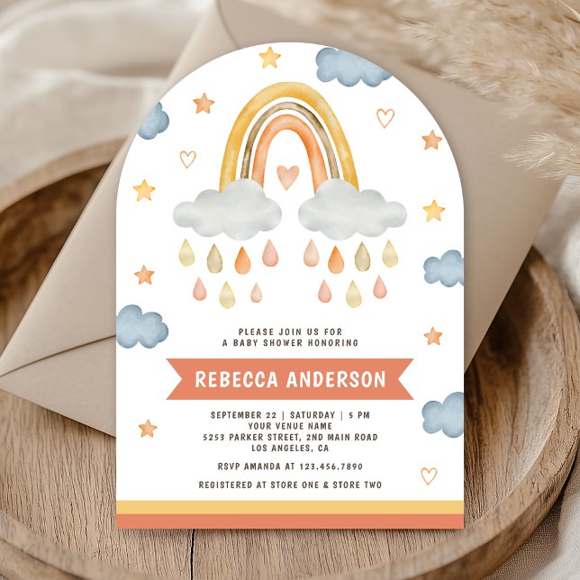 Cute Boho Rainbow Raindrops Arch Baby Shower Inbjudningar (Skapare uppladdad)