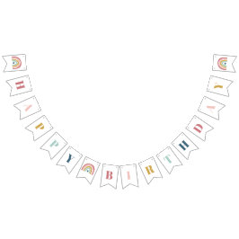 Cute Boho Rainbow Rosa Birthday Vimplar