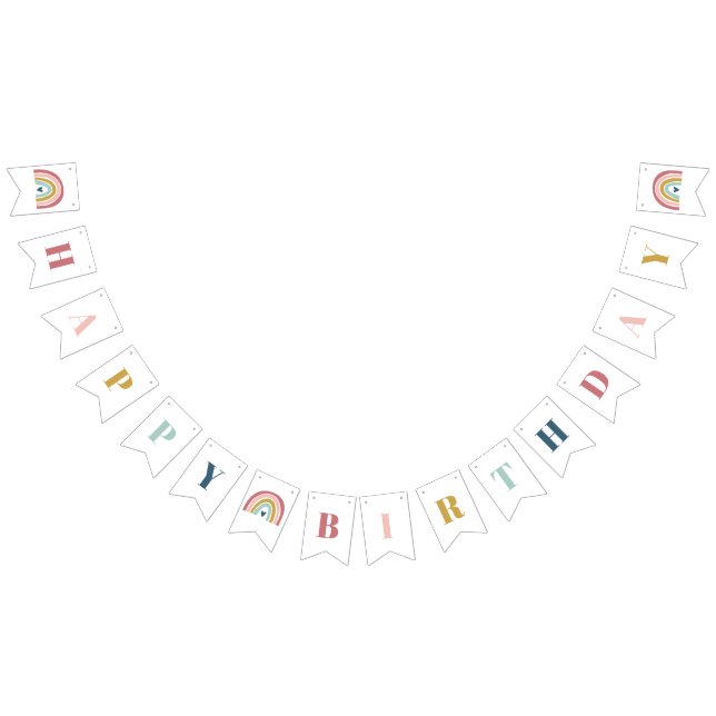 Cute Boho Rainbow Rosa Birthday Vimplar (Alla)