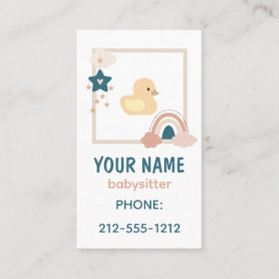 Cute Boho Rainbow Rubber Duckie Babyvvakt Visitkort
