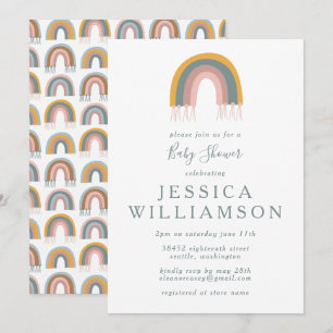 Cute Boho Rainbow Simple Baby Shower Inbjudningar