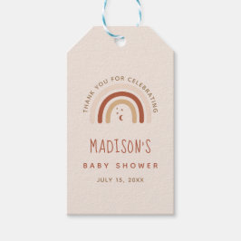 Cute Boho Rainbow Terracotta Baby Shower Måne Star Presentetikett